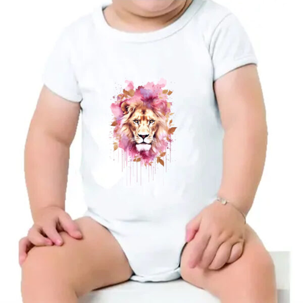 Body infantil Yeshua flores rosa - Imagem 4