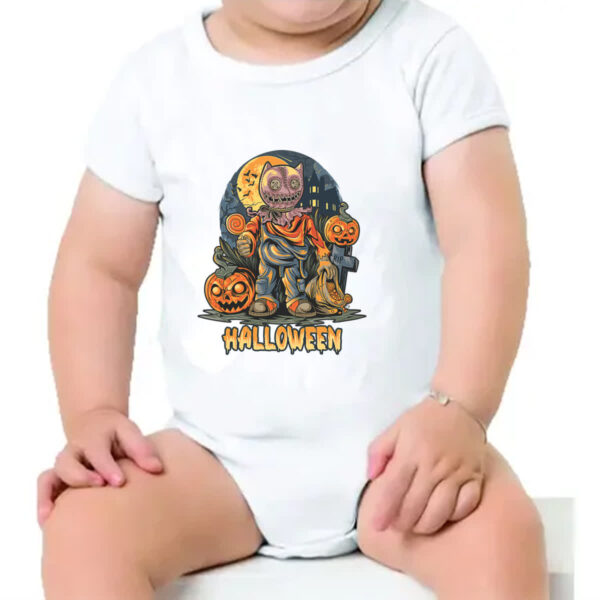 Body infantil Halloween pumpkin cemiterio - Imagem 4