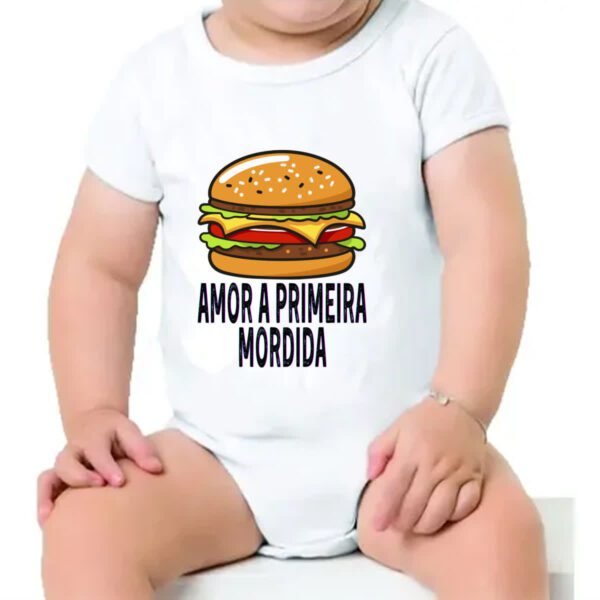Body infantil Hamburguer amor a primeira mordida - Imagem 4