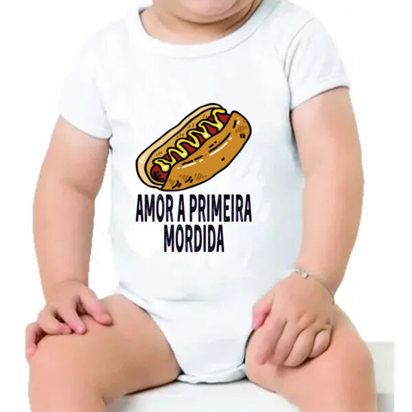 Body infantil Hotdog amor a primeira mordida - Imagem 4