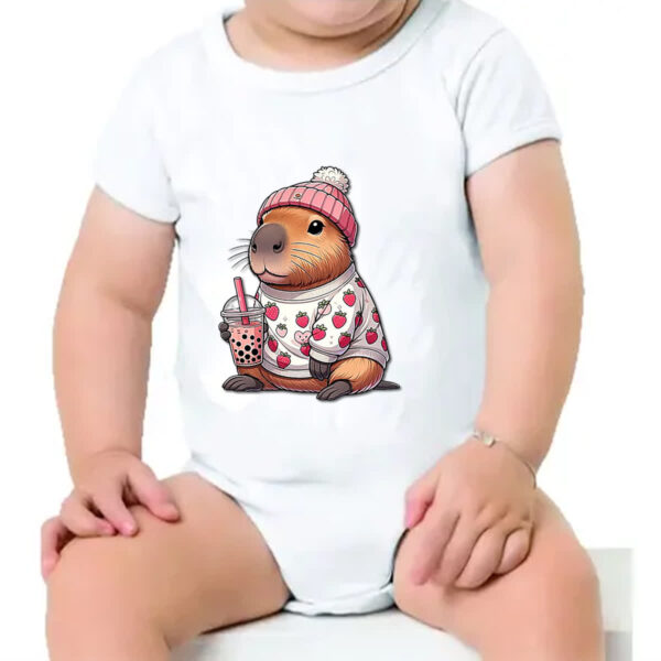 Body infantil Capivara tomando milk shake - Imagem 4