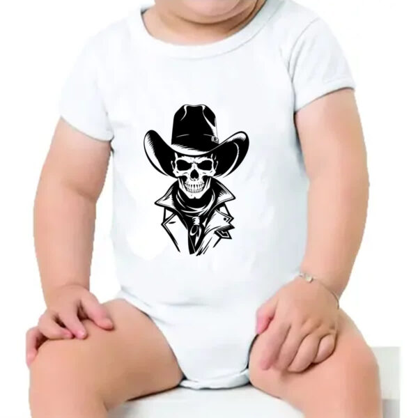 Body infantil Caveira Cowboy Face - Imagem 4