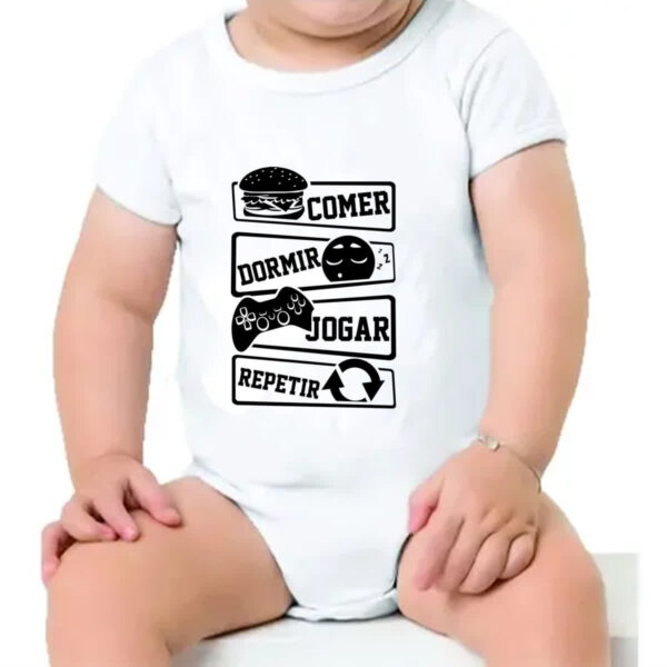 Body infantil Comer Dormir Jogar Repetir - Imagem 4