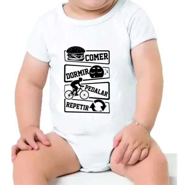 Body infantil Comer Dormir Pedalar Repetir - Imagem 4