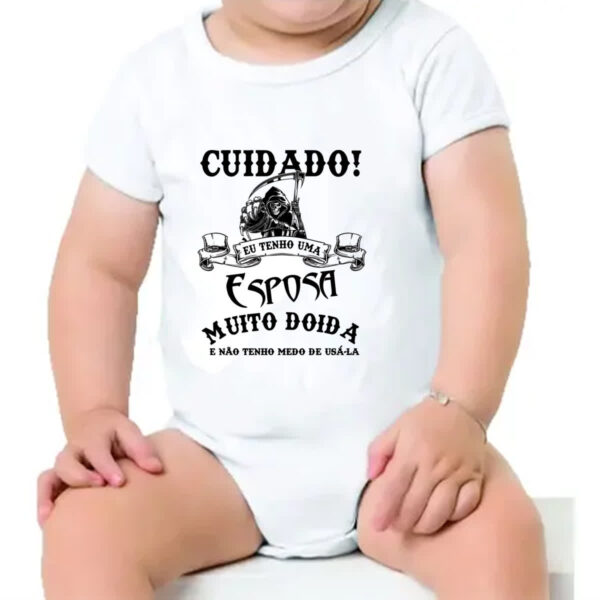 Body infantil Cuidado Esposa Doida - Imagem 4