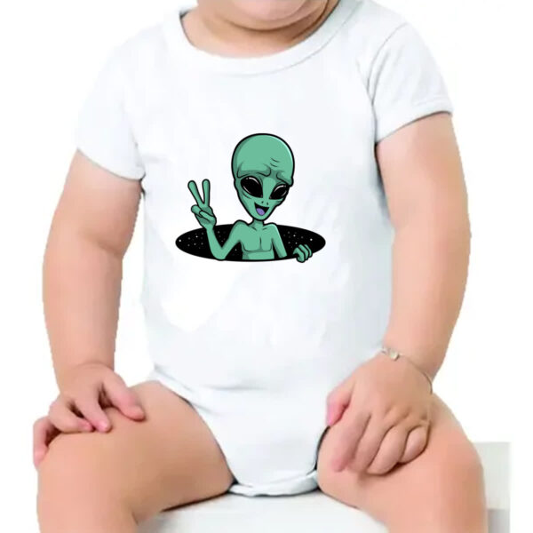 Body infantil Alien Paz e amor buraco negro - Imagem 4
