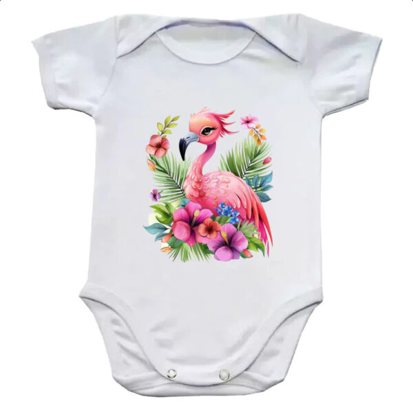 Body infantil Flamingo na flor