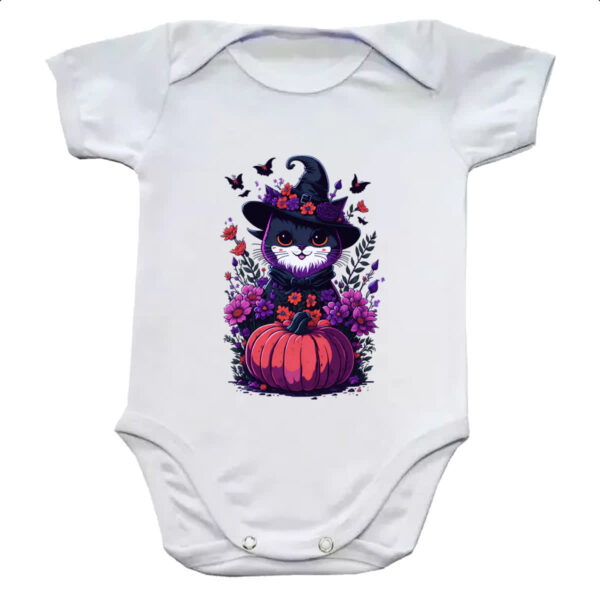 Body infantil Gatinha Bruxa com abobora