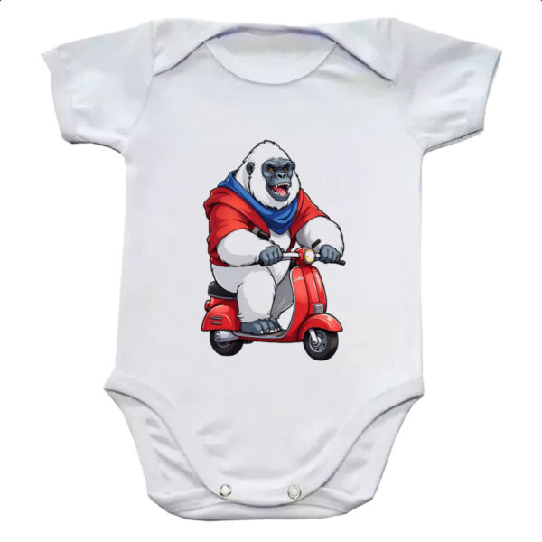 Body infantil Gorila albino na scooter