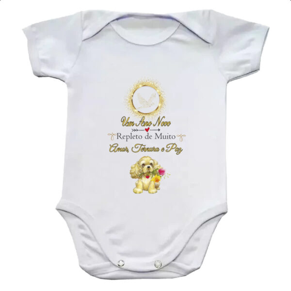 Body infantil Ano Novo Cachorro Fofo