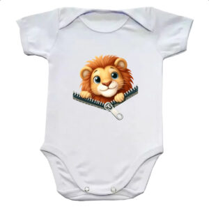 Body infantil Leao no ziper
