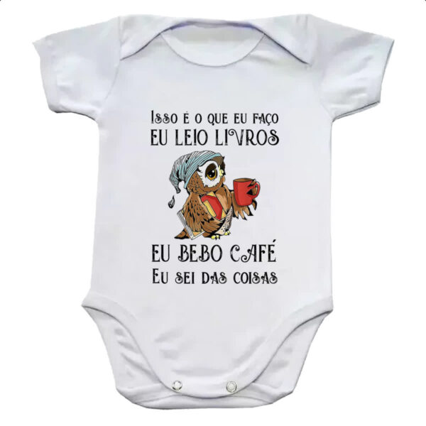 Body infantil Leio bebo cafe sei das coisas