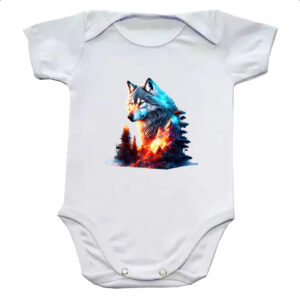 Body infantil Lobo brilhante terreno rochoso