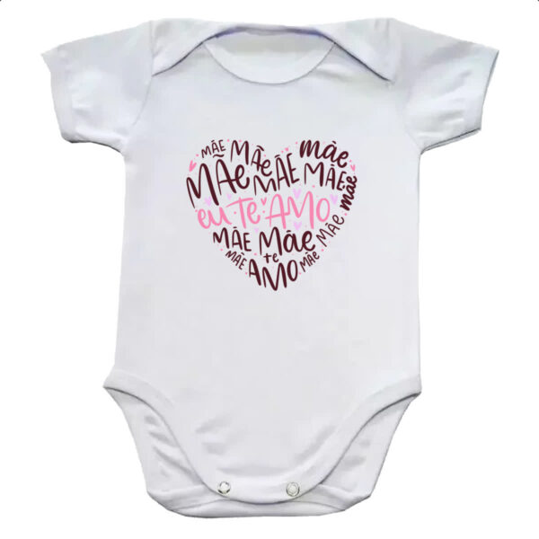 Body infantil Mae coracao palavras te amo