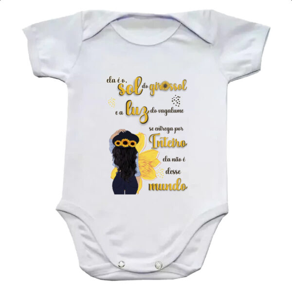 Body infantil Mulher e o girassol e a luz