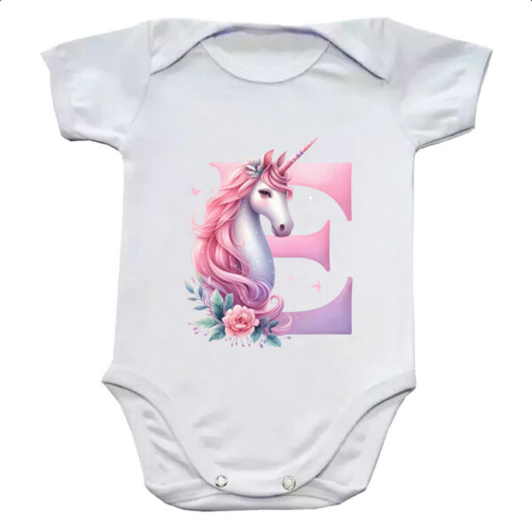 Body infantil Unicornio Alfabeto Letra E