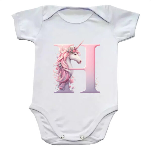 Body infantil Unicornio Alfabeto Letra H