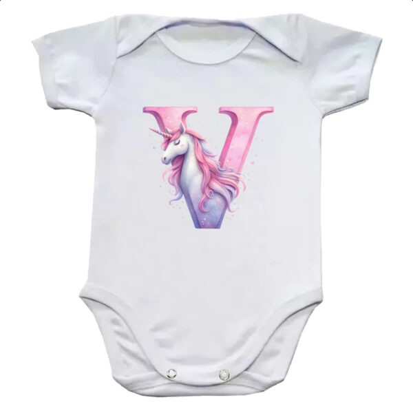 Body infantil Unicornio Alfabeto Letra V