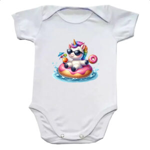 Body infantil Unicornio na boia