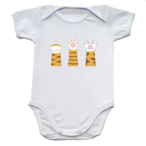 Body infantil Pedra Papel Tesoura Gato Laranja