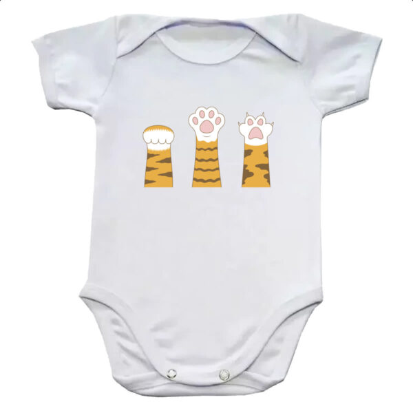 Body infantil Pedra Papel Tesoura Gato Laranja