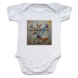 Body infantil Papa Leguas e Coyote Vitruviano Da Vinci