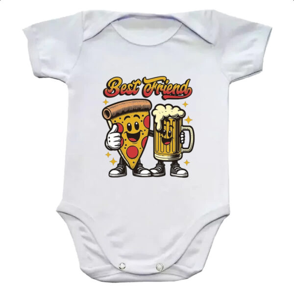Body infantil Pizza Cerveja melhores amigos