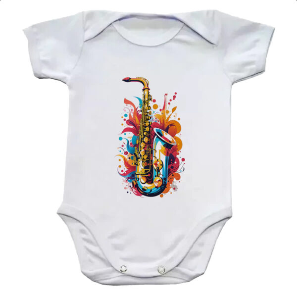 Body infantil Saxofone colorful arte design