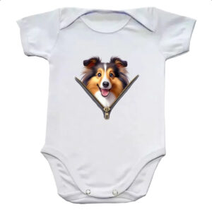 Body infantil Shetland Sheepdog no Ziper