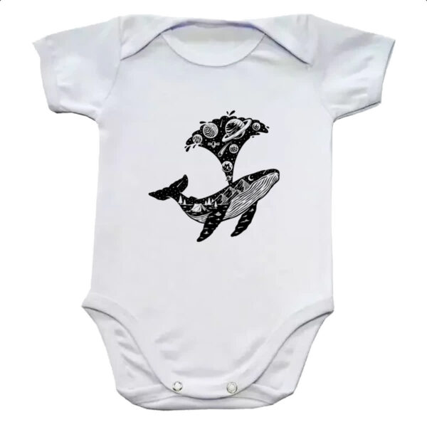 Body infantil Baleia universo estrelas
