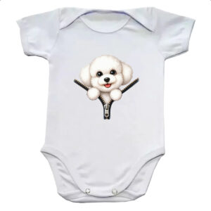 Body infantil Bichon Frise no Ziper