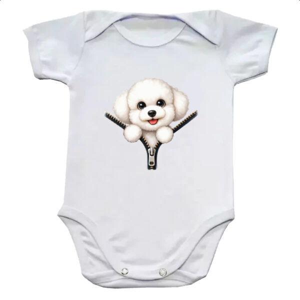 Body infantil Bichon Frise no Ziper