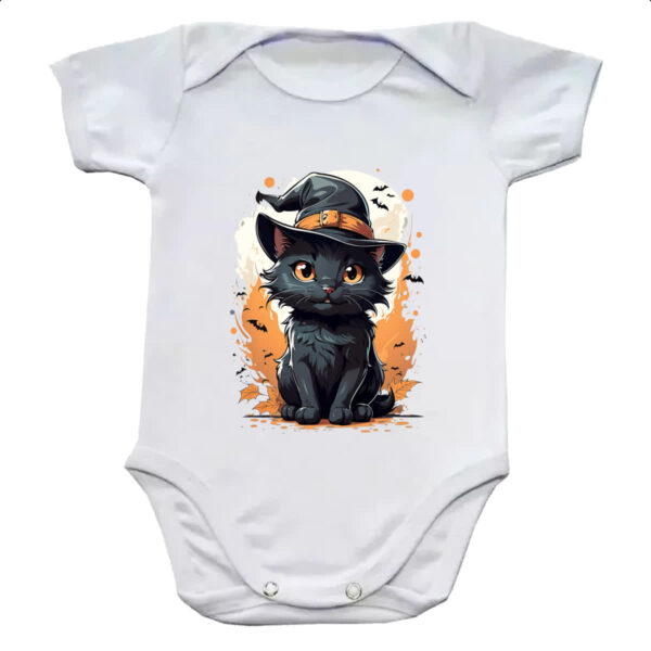 Body infantil Halloween Cute Gato Preto Bruxo