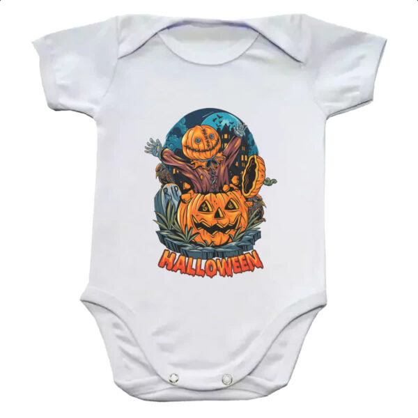 Body infantil Halloween pumpkin saindo da abobora