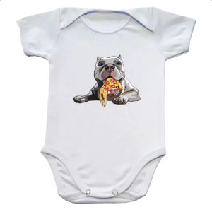 Body infantil Cachorro comendo pizza