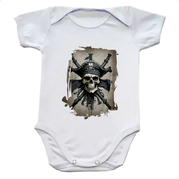 Body infantil Caveira pirata pano