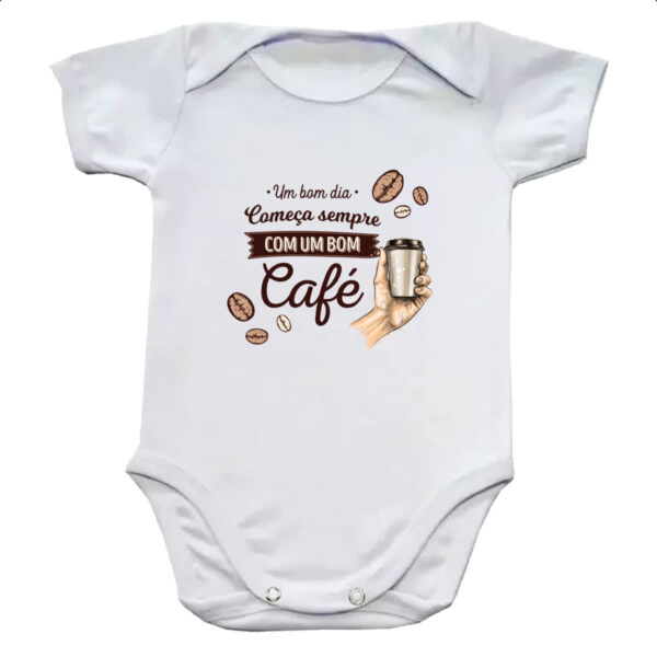 Body infantil Dia comeca com cafe