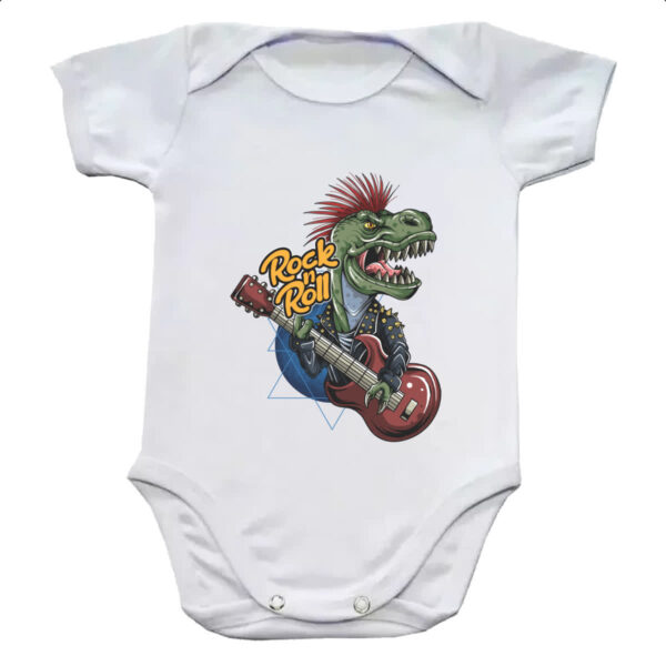 Body infantil Dinossauro Rock and Roll Guitarra