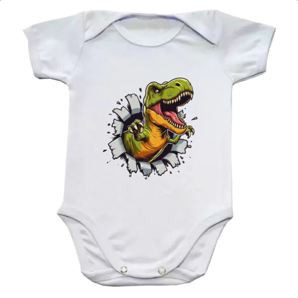 Body infantil Dinossauro T-Rex rasgando a camisa
