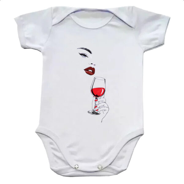 Body infantil Diva com uma taca de vinho