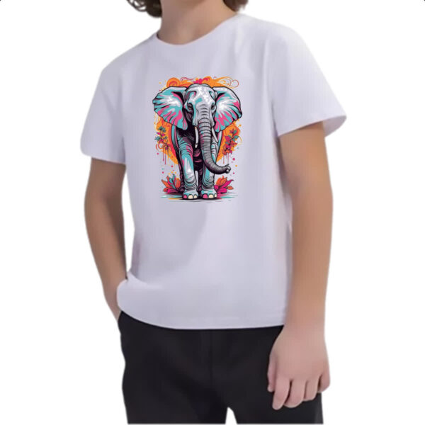 Camiseta Infanto Juvenil Elefante arte psicodelica - Imagem 2