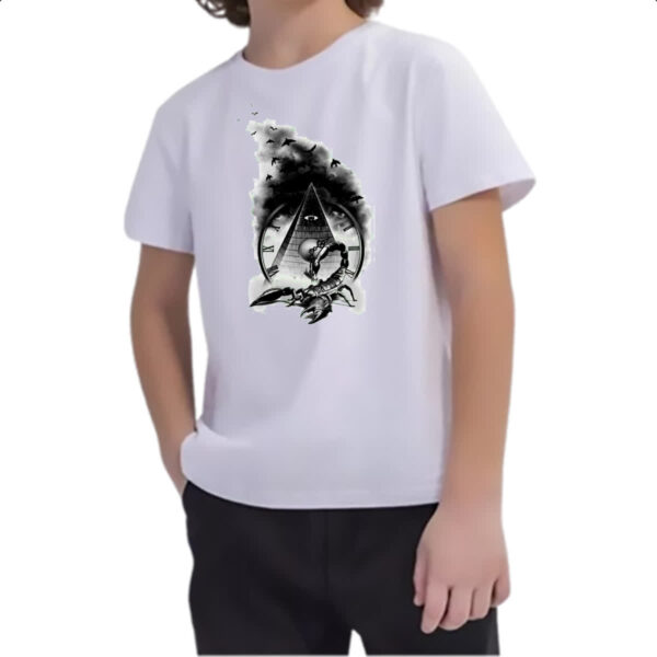 Camiseta Infanto Juvenil Escorpiao Egipcio do Tempo - Imagem 2