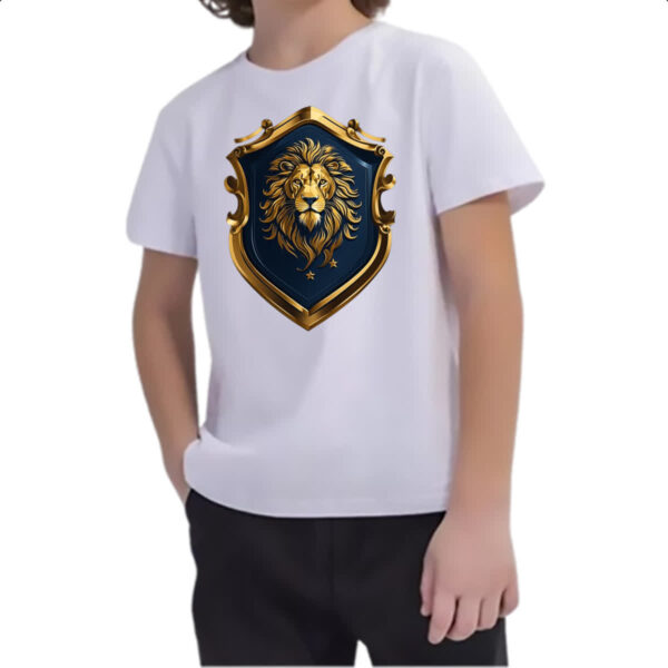 Camiseta Infanto Juvenil Escudo dourado leao de juda - Imagem 2