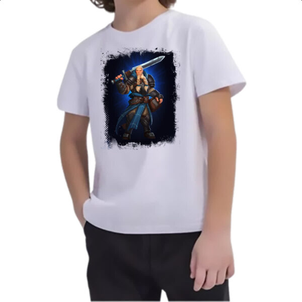 Camiseta Infanto Juvenil Empires and Puzzles Heroi Rei Arthur - Imagem 2