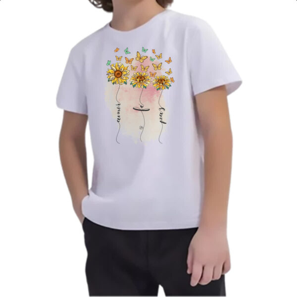 Camiseta Infanto Juvenil Amor fe e paz - Imagem 2