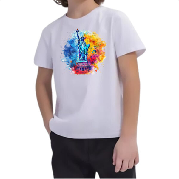 Camiseta Infanto Juvenil Estatua liberdade watercolor - Imagem 2