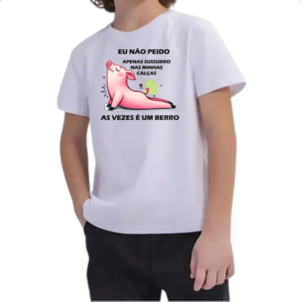 Camiseta Infanto Juvenil Eu nao peido porco - Imagem 2