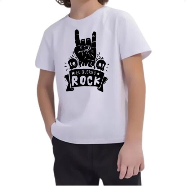 Camiseta Infanto Juvenil Eu quero e Rock - Imagem 2