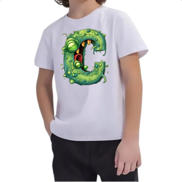 Camiseta Infanto Juvenil Zumbi Alfabeto Letra C - Imagem 2