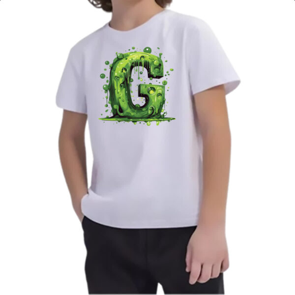Camiseta Infanto Juvenil Zumbi Alfabeto Letra G - Imagem 2